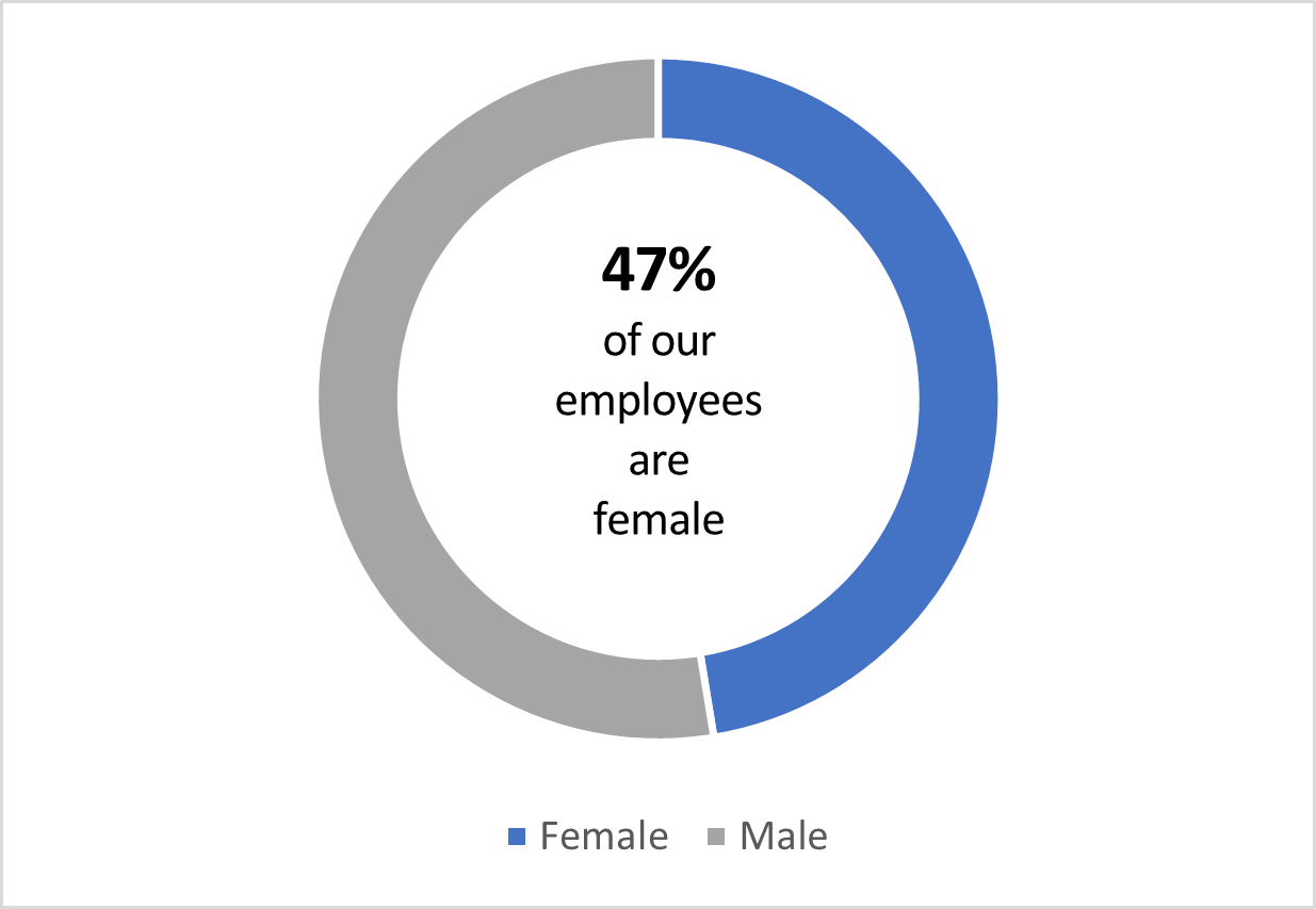 47% of our employees are female